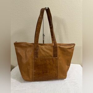 Unisa Tan Leather Tote Bag